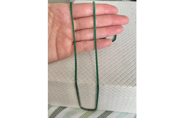 Colar Riviera Color 2,5 Zircônia Esmeralda Folheado Em Ródio Negro