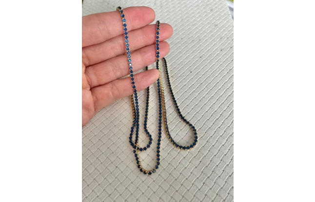 Colar Riviera Safira Folheado Em Ouro 18K