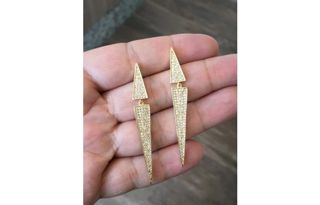 Brinco Formas Geometricas Cristal Micro Zircônia Folheado em Ouro 18K
