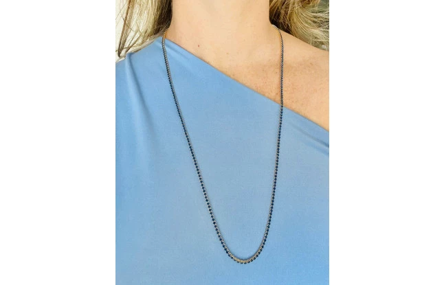Colar Riviera Safira Folheado Em Ouro 18K