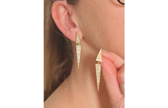Brinco Formas Geometricas Cristal Micro Zircônia Folheado em Ouro 18K