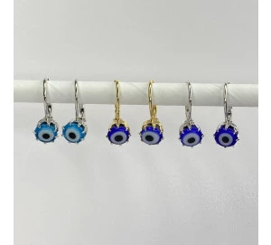 Brinco Argola De Olho Grego Azul Escuro 