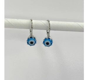 Brinco Argola De Olho Grego Azul Claro  