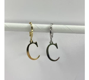 Pingente Letra "C" Lisa Delicada Com Argola Articulada