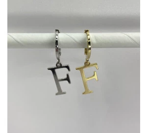 Pingente Letra "F" Lisa Delicada Com Argola Articulada