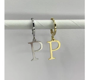 Pingente Letra "P" Lisa Delicada Com Argola Articulada