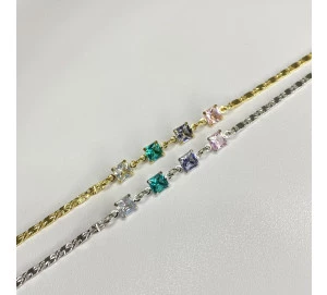 Pulseira Colorida 4 Quadrados Com Detalhe Piastrine